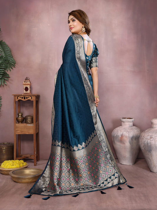 Morpeach Premium Dola Silk Saree With Meenakari Weaving Work