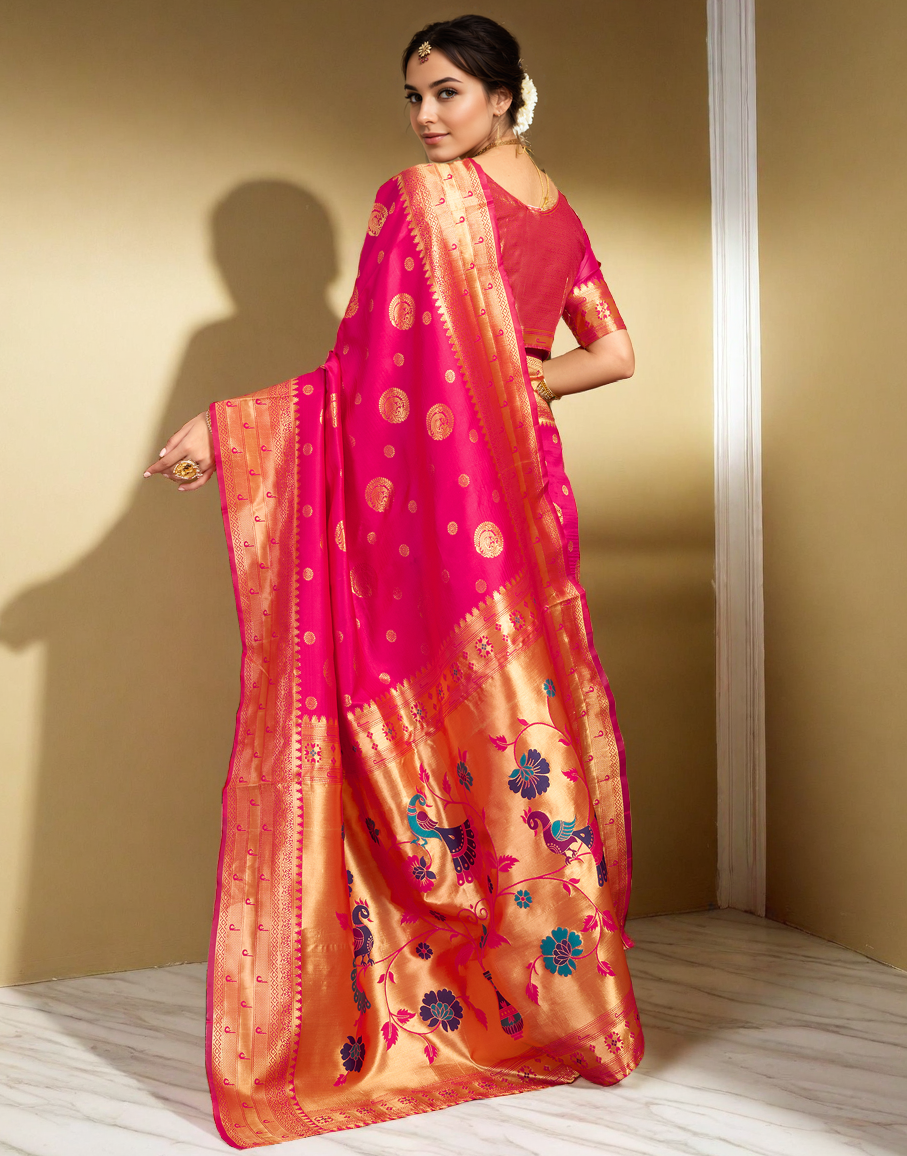 Paithani Silk Saree With Zari Weaving Work
