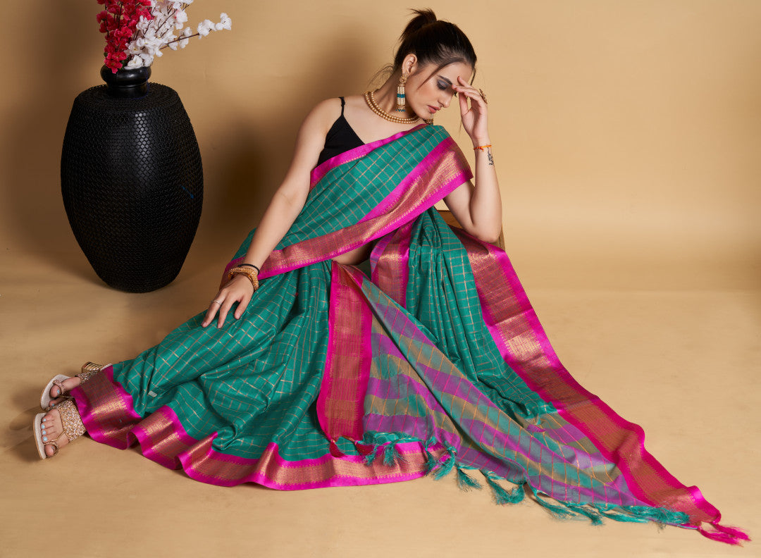 Soft Cotton Saree With Zari Weaving Work