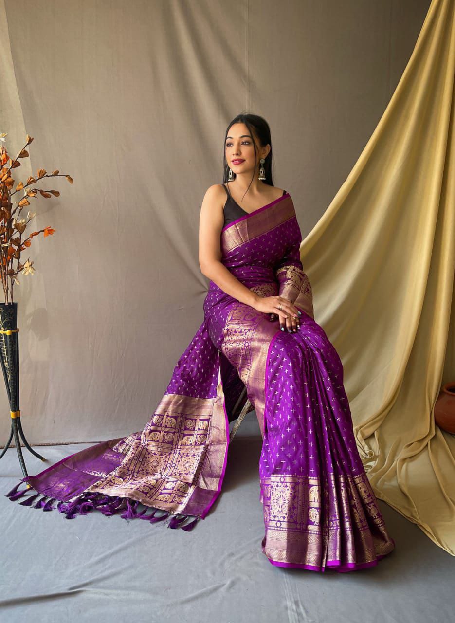 Banarasi Silk Saree With Zari Weaving Work