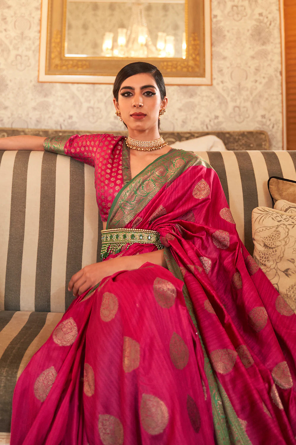 Soft Banarasi Silk Saree With Zari Weaving Work