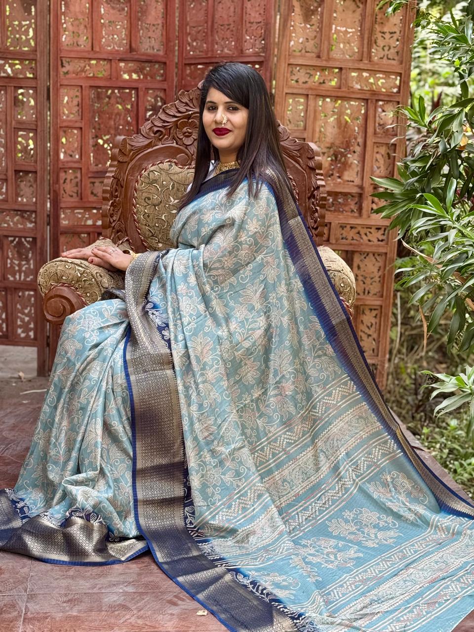 New Design Digital Printed Soft Dola Silk Saree
