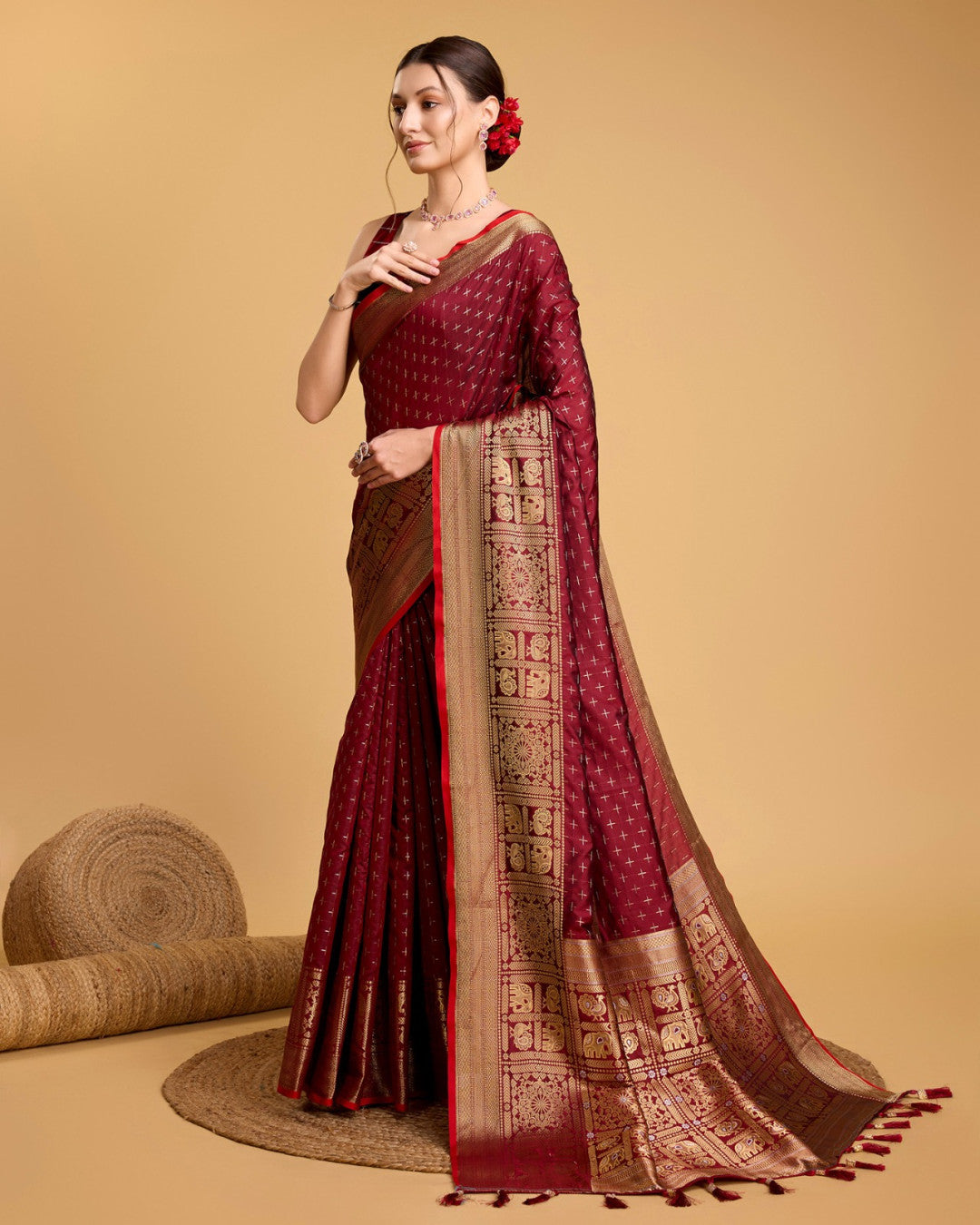 Banarasi Silk Saree With Zari Weaving Work