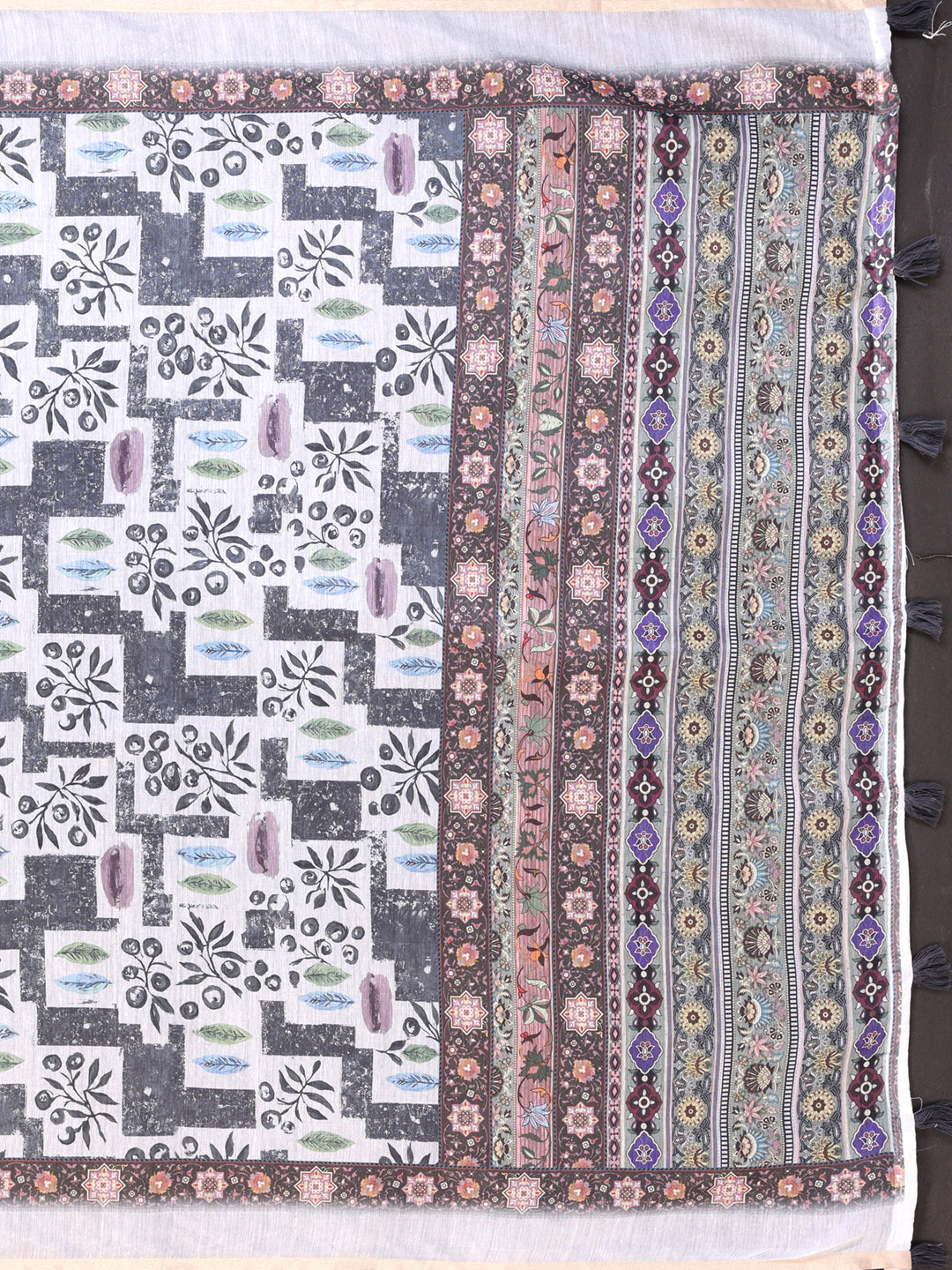 Multi Colour Chanderi Cotton Saree With Digital Printed Work