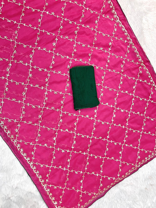 Pink Hand Work Viscose Silk Saree