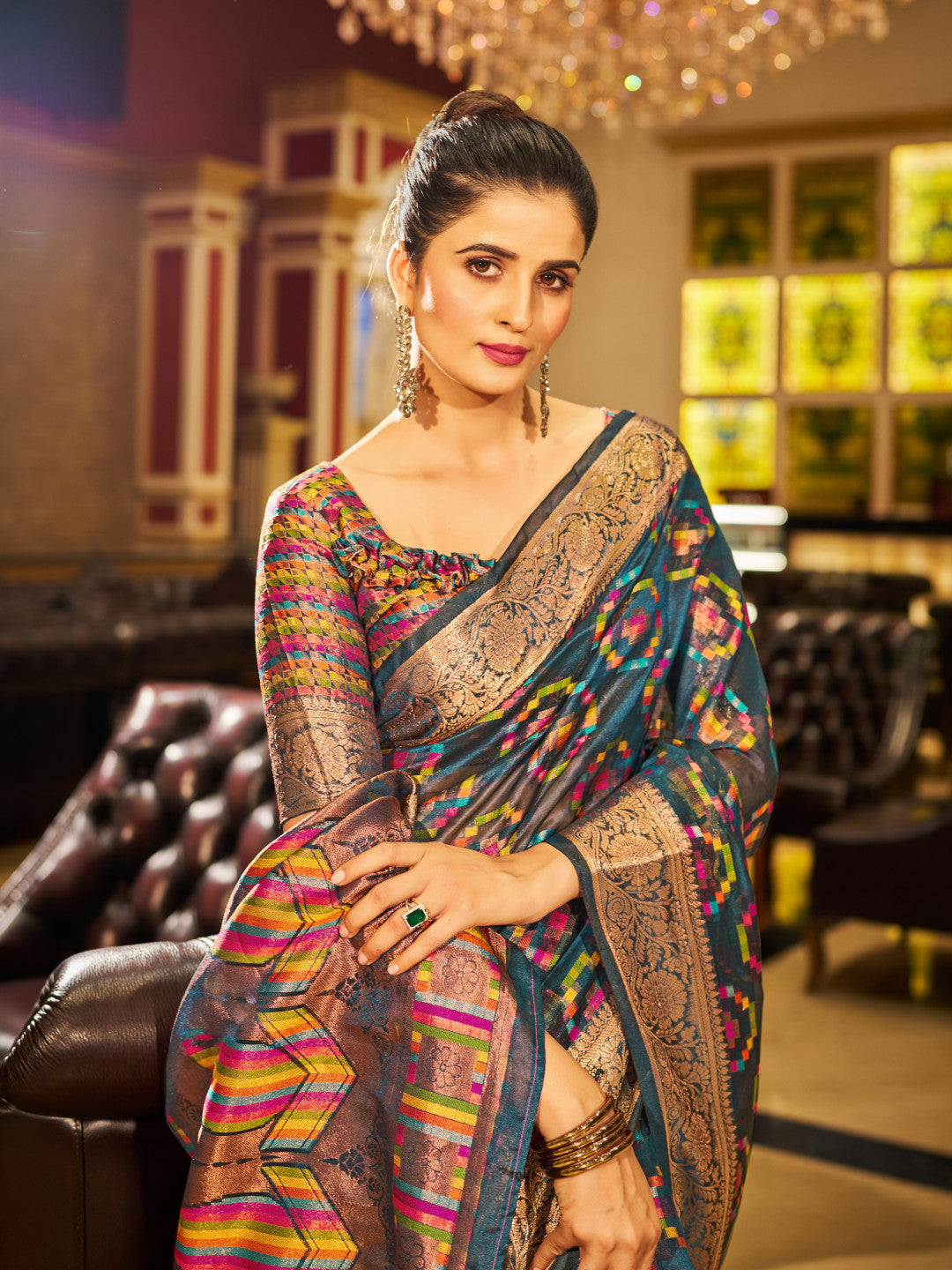 Soft Organza Silk Saree With Zari Weaving Work