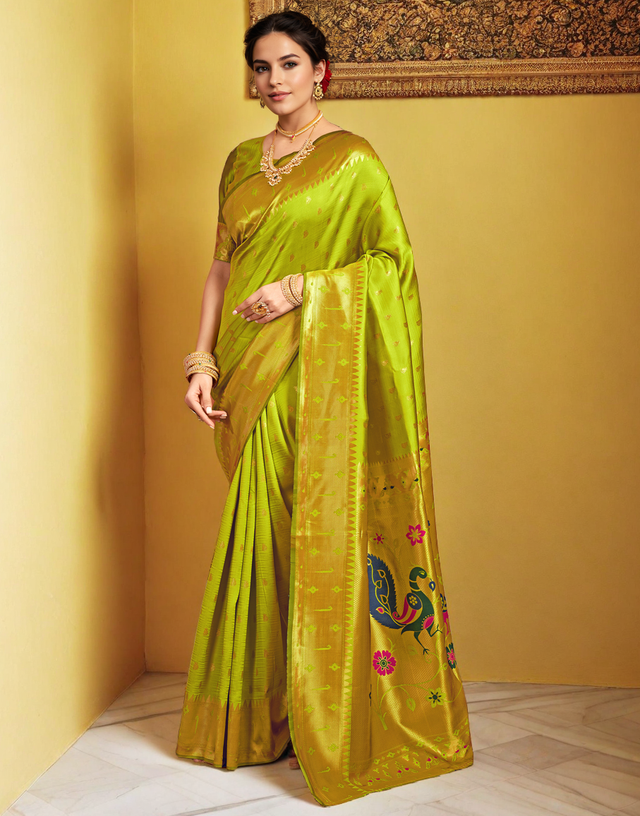 Traditional Paithani Silk Saree With Zari Weaving Work