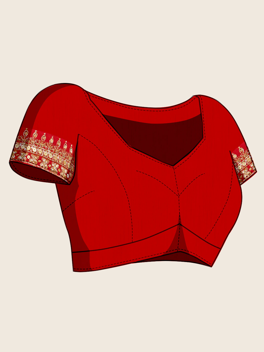 Red Soft Vichitra Silk Saree With Embroidery Work