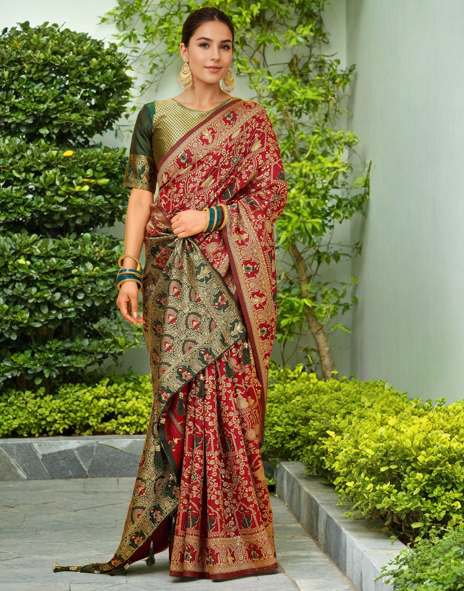 Paithani Silk Saree With Zari Weaving Work