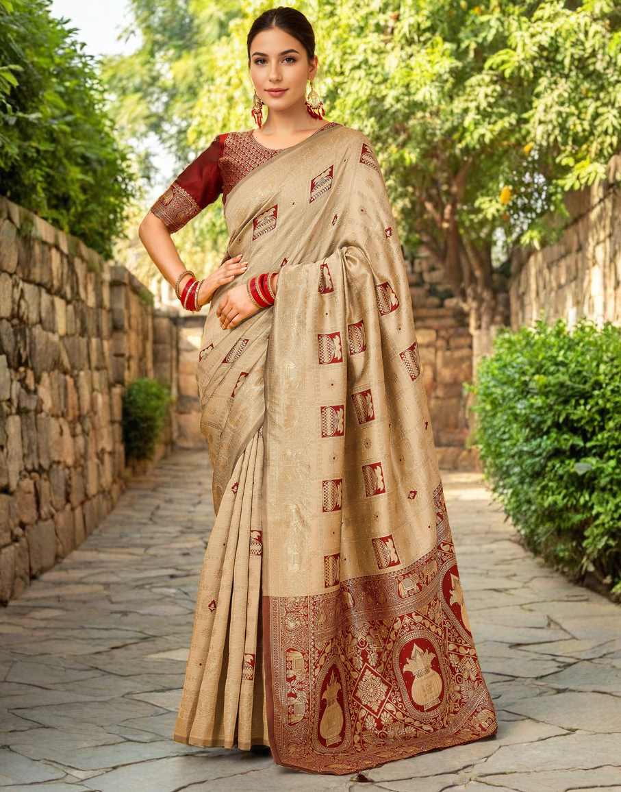 Paithani Silk Saree With Zari Weaving Work