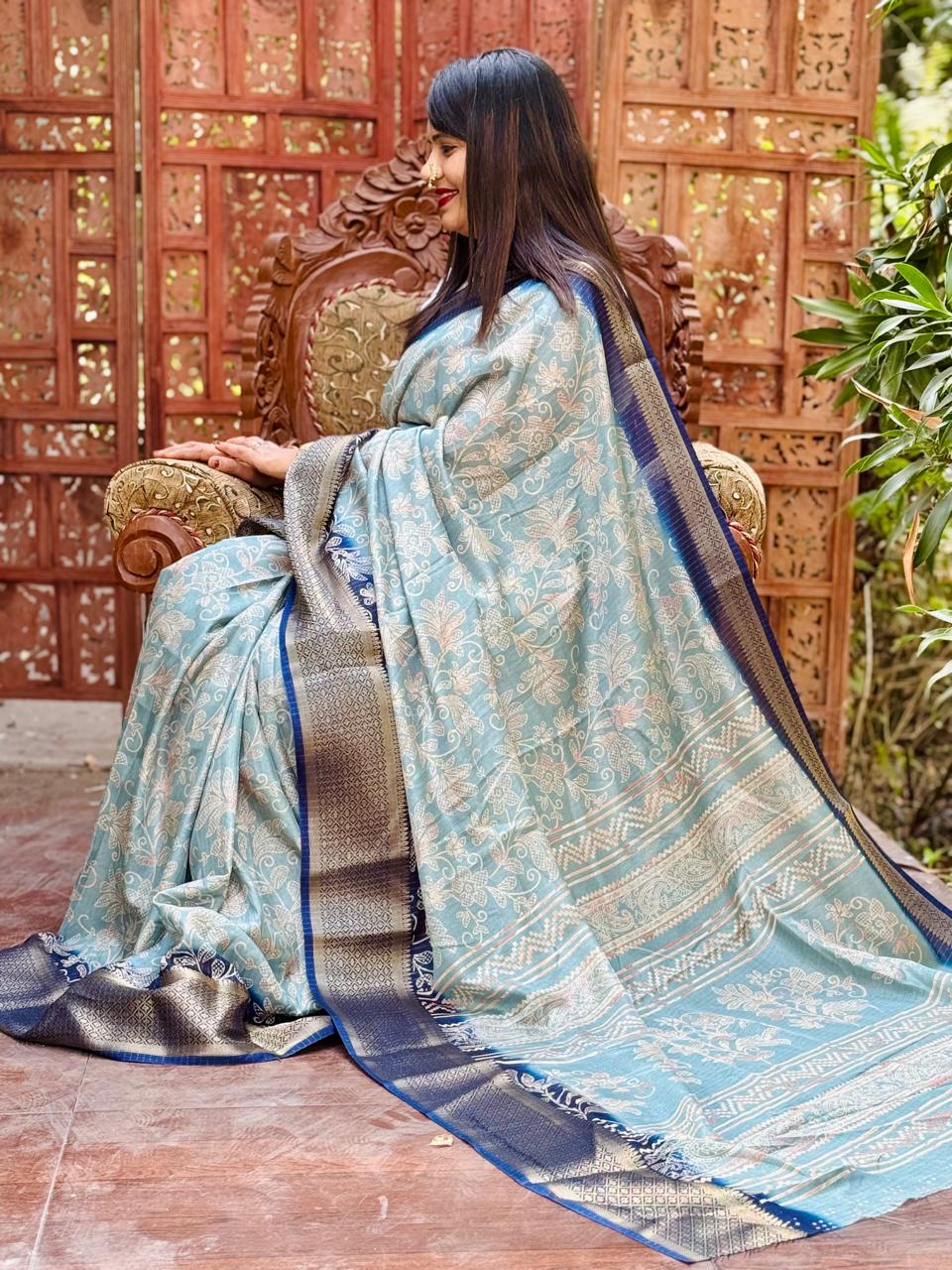 New Design Digital Printed Soft Dola Silk Saree