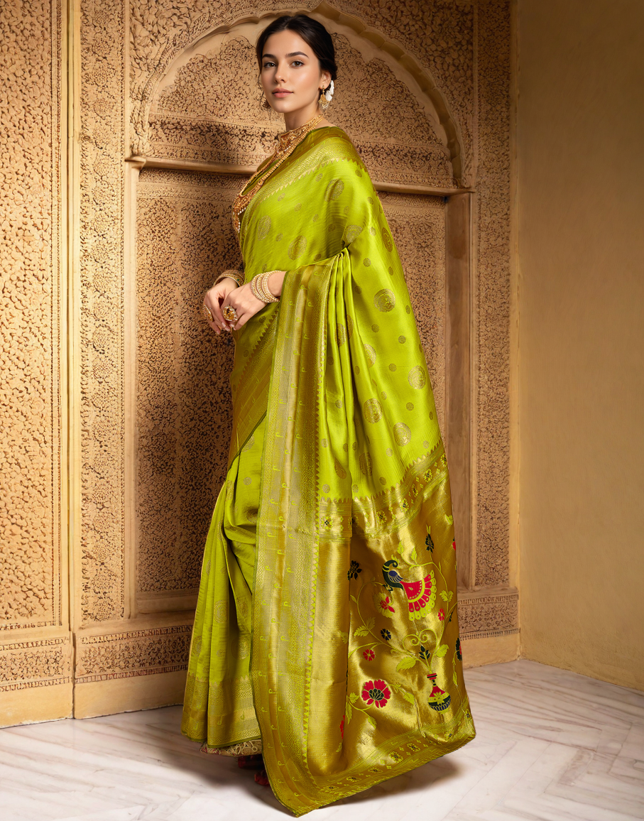Paithani Silk Saree With Zari Weaving Work