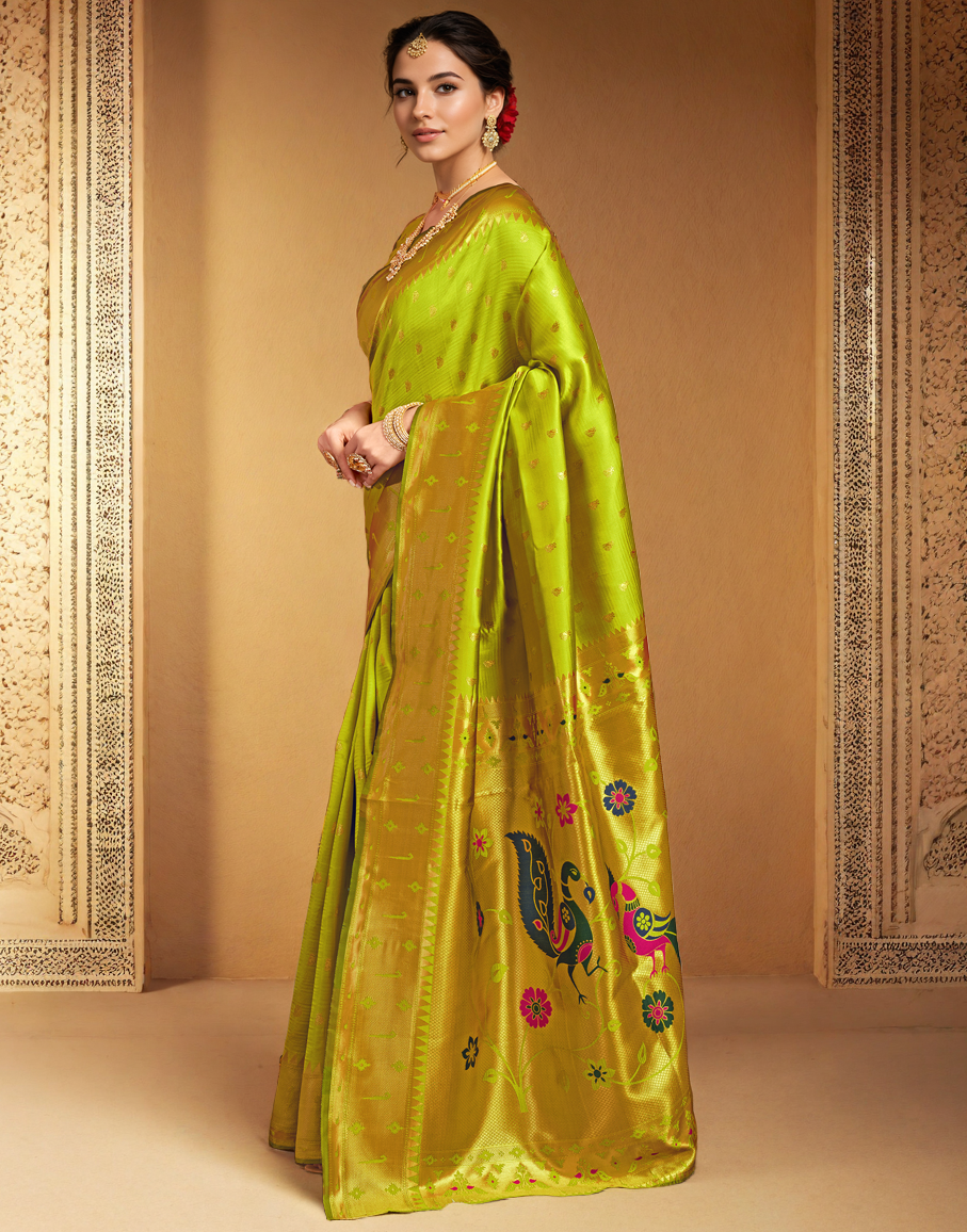 Traditional Paithani Silk Saree With Zari Weaving Work