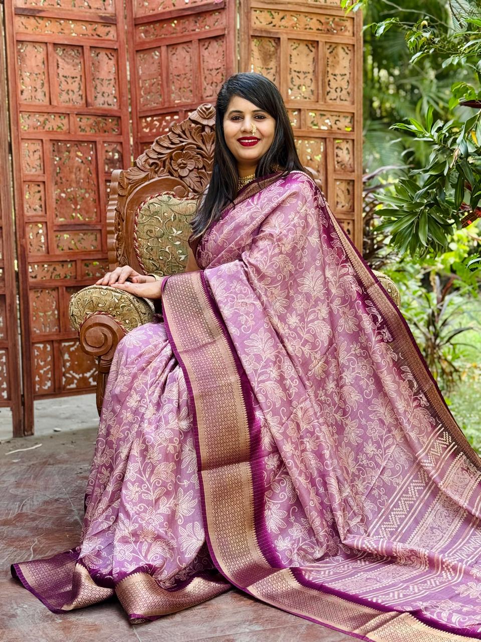 New Design Digital Printed Soft Dola Silk Saree