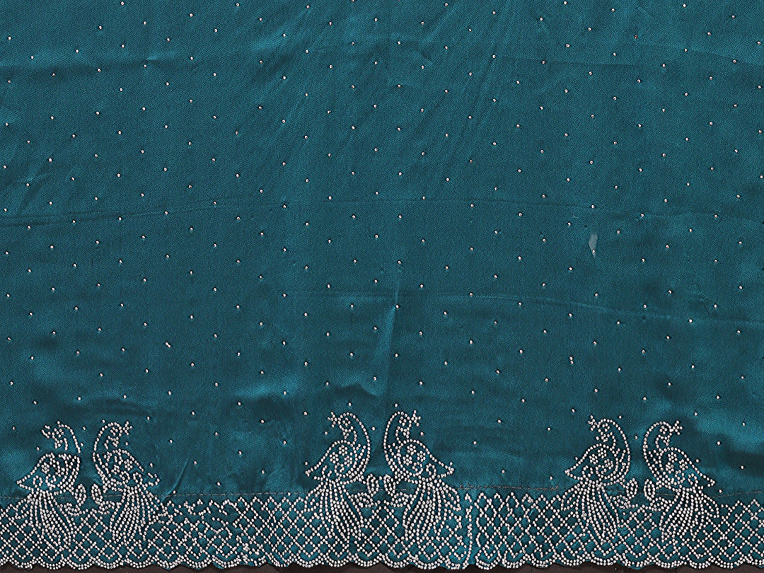 Fancy Firoji Rangoli Silk Saree With Diamond Work