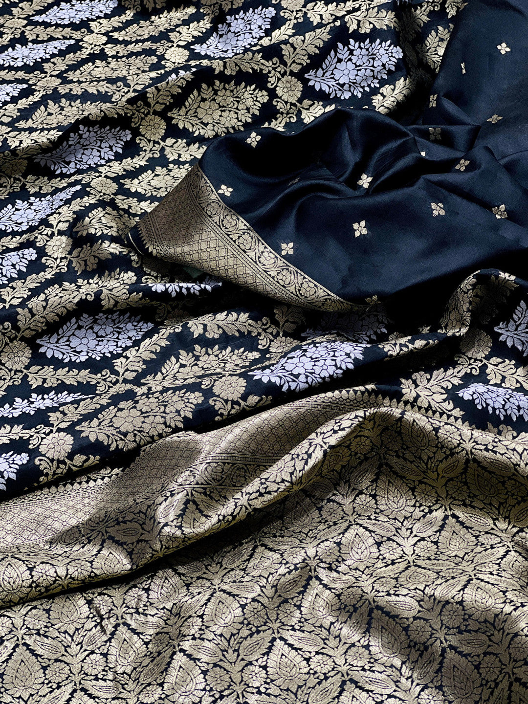 Black Premium Banarasi Katan Silk Saree With Zari Weaving Work