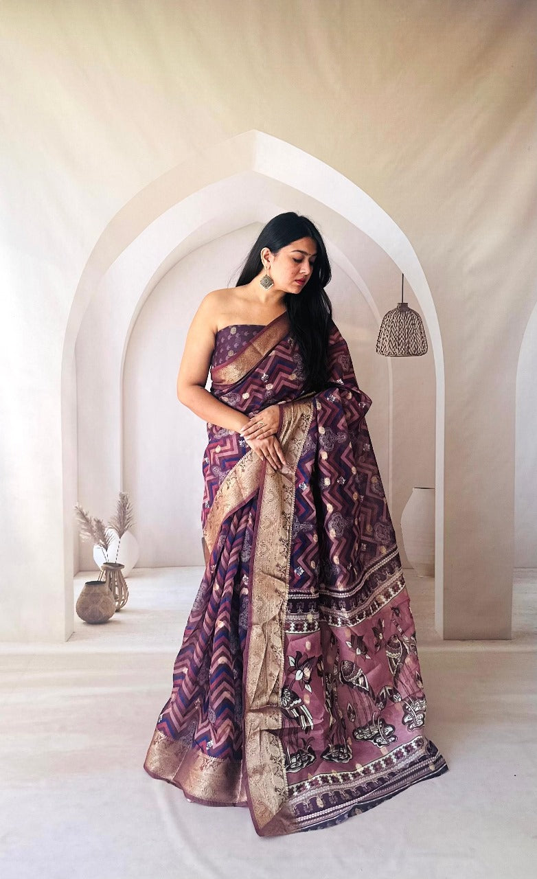 Soft Dola Silk Saree With Digital Printed Work