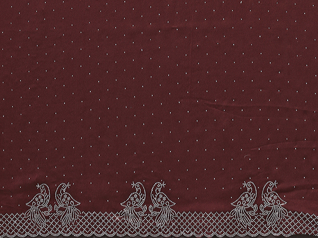 Fancy Coffee Rangoli Silk Saree With Diamond Work