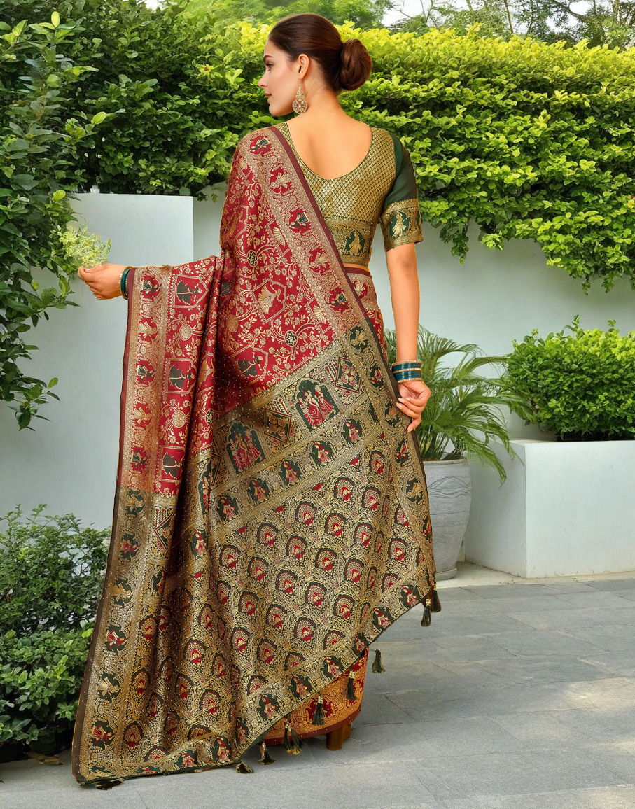 Paithani Silk Saree With Zari Weaving Work