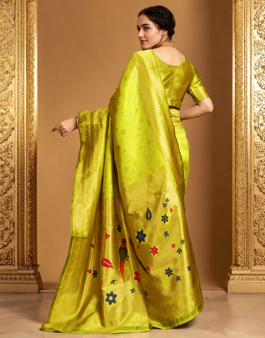 Paithani Silk Saree With Zari Weaving Work