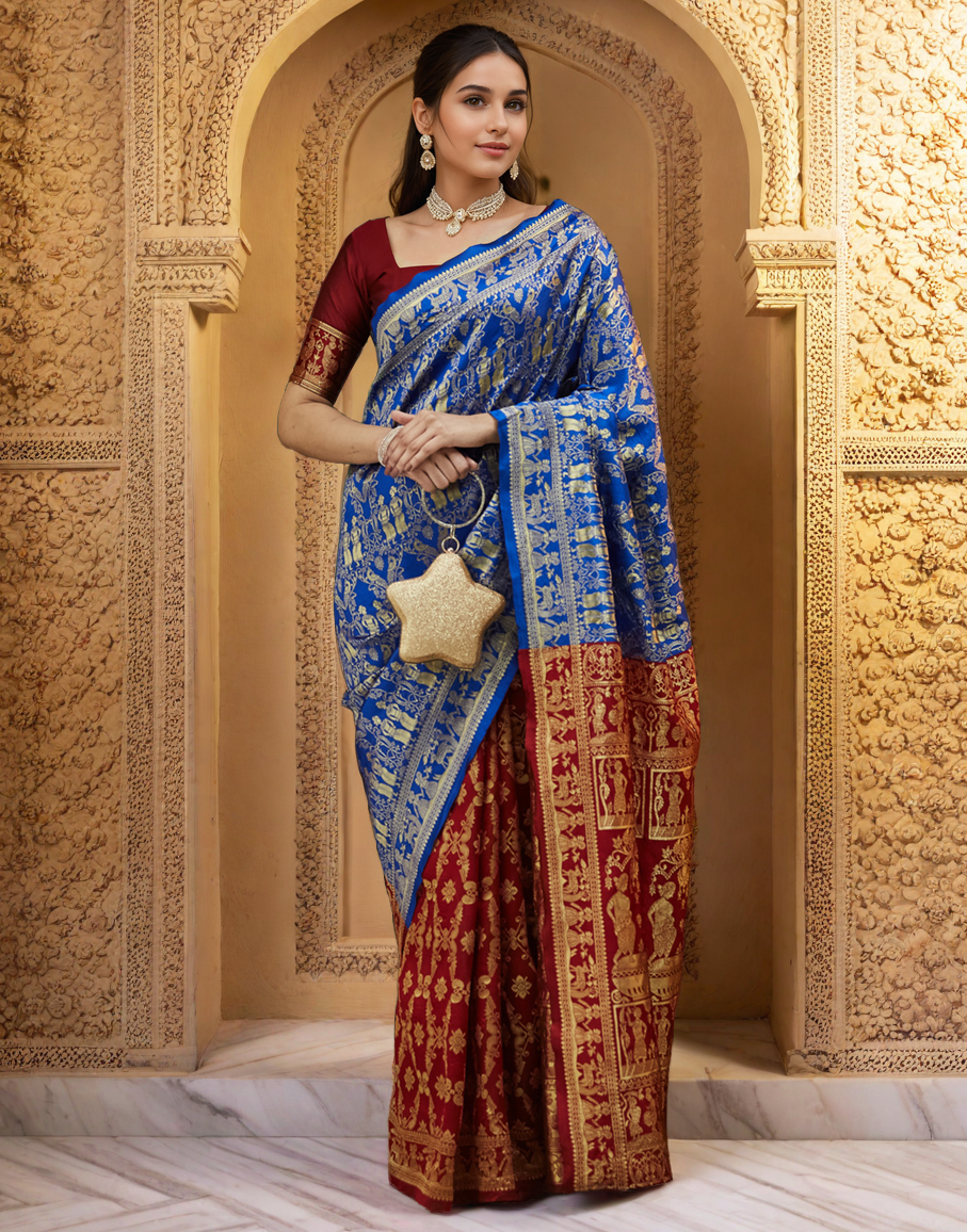 Paithani Silk Saree With Zari Weaving Work