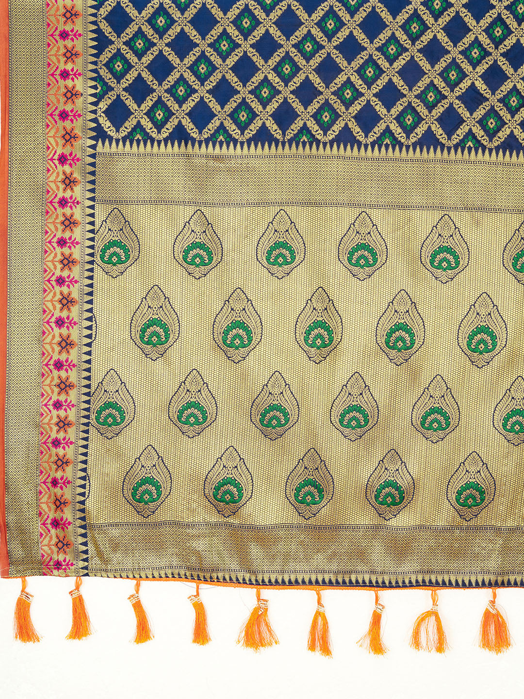 Navy Blue Color Patola Silk Saree With Zari Weaving Work