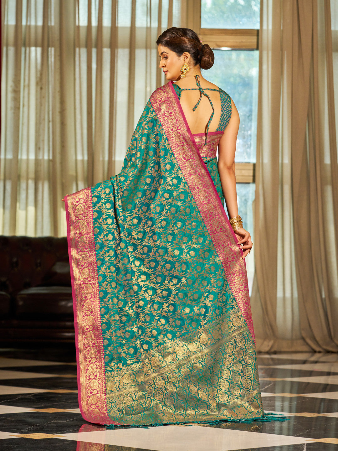 Soft Banarasi Silk Saree With Zari Weaving Work