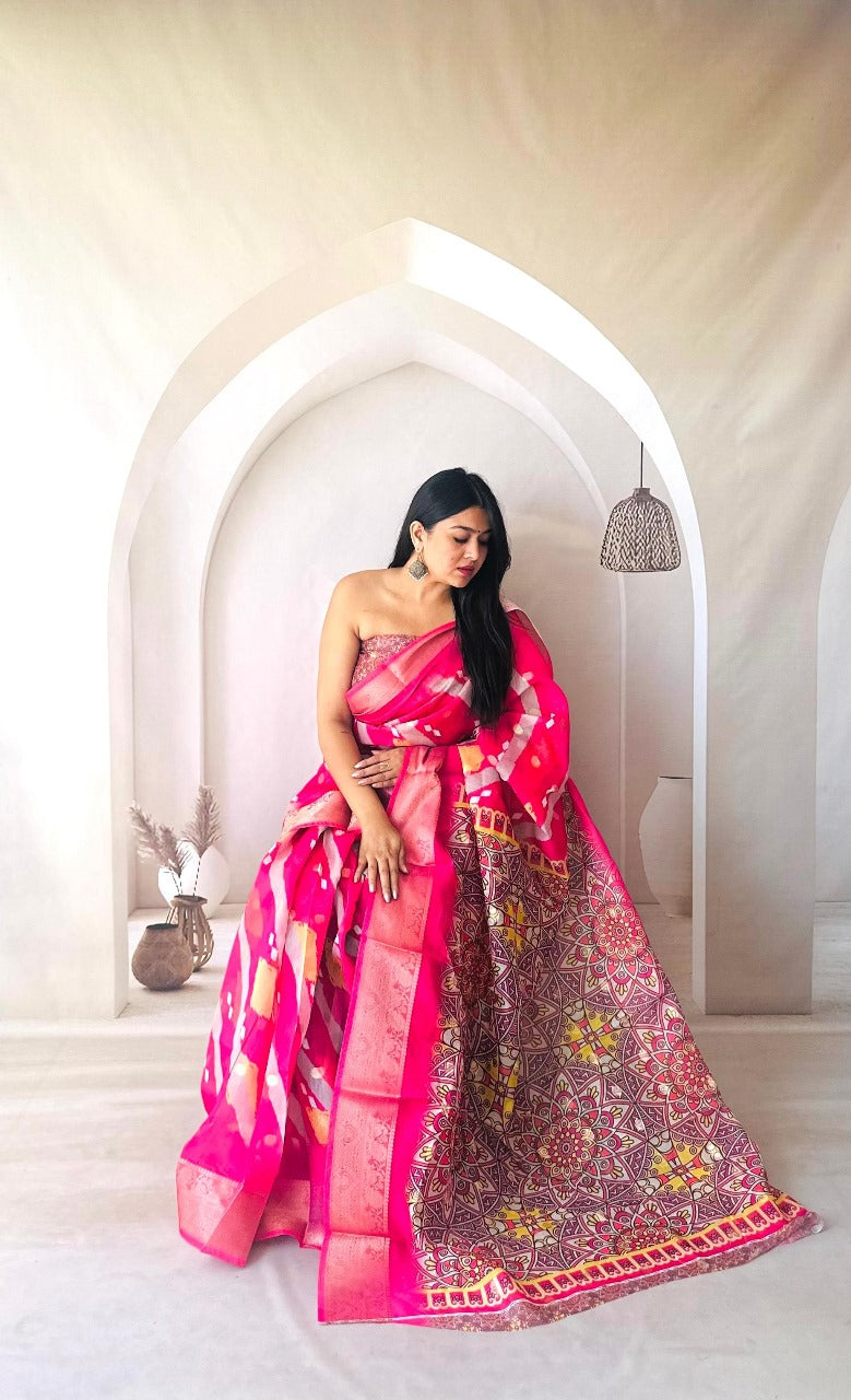 Soft Dola Silk Saree With Digital Printed Work