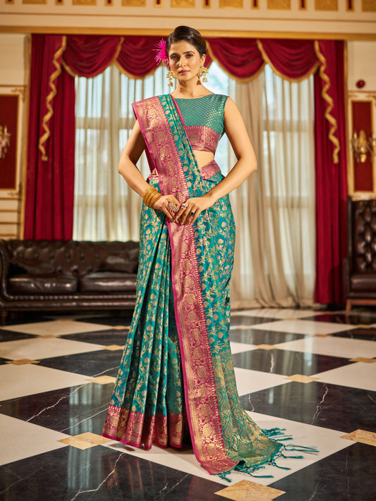 Soft Banarasi Silk Saree With Zari Weaving Work