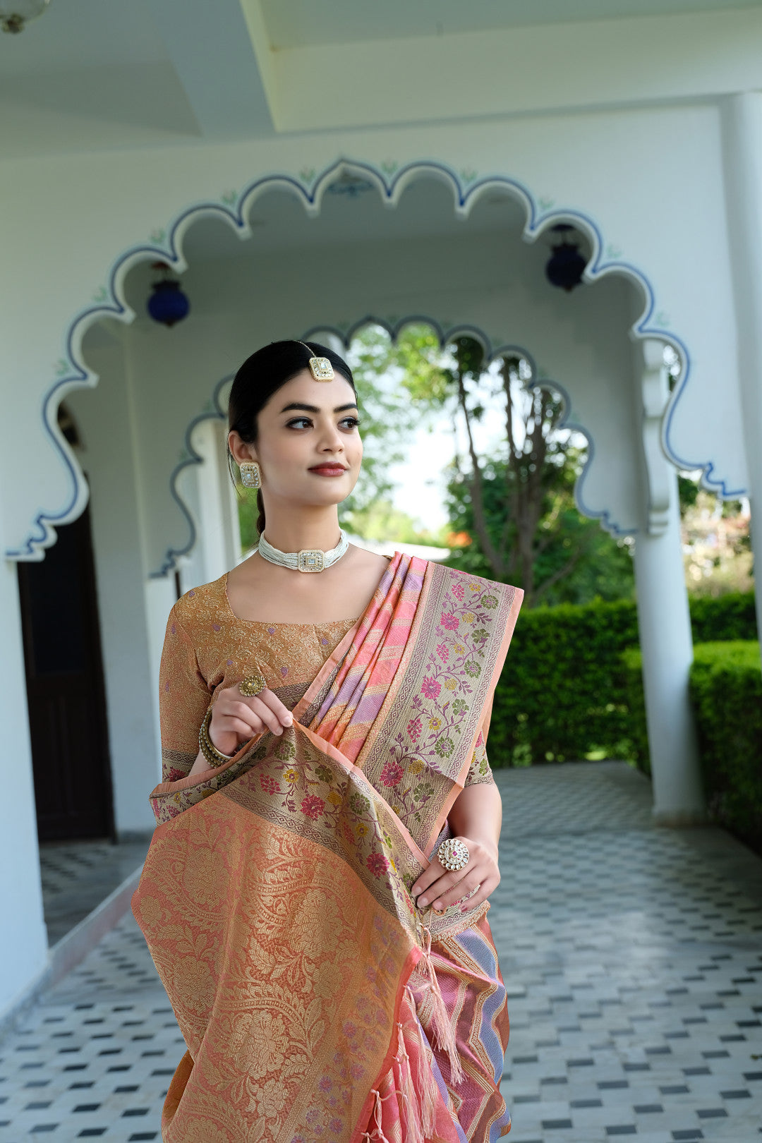 Pink Color Soft Organza Silk Saree With Zari Weaving Work
