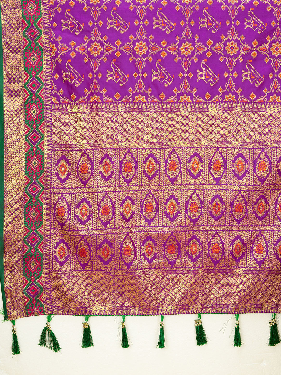 Purple Color Patola Silk Saree With Zari Weaving Work