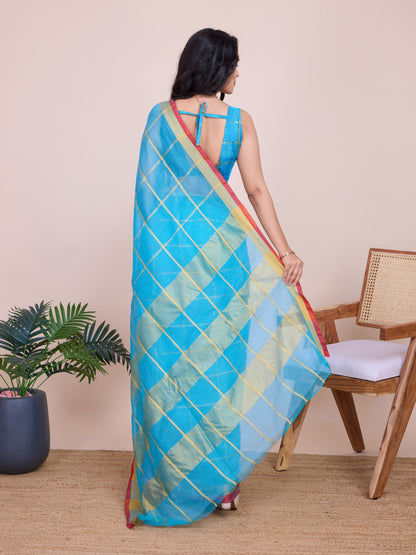 Kota Doriya Saree With Zari Weaving Work