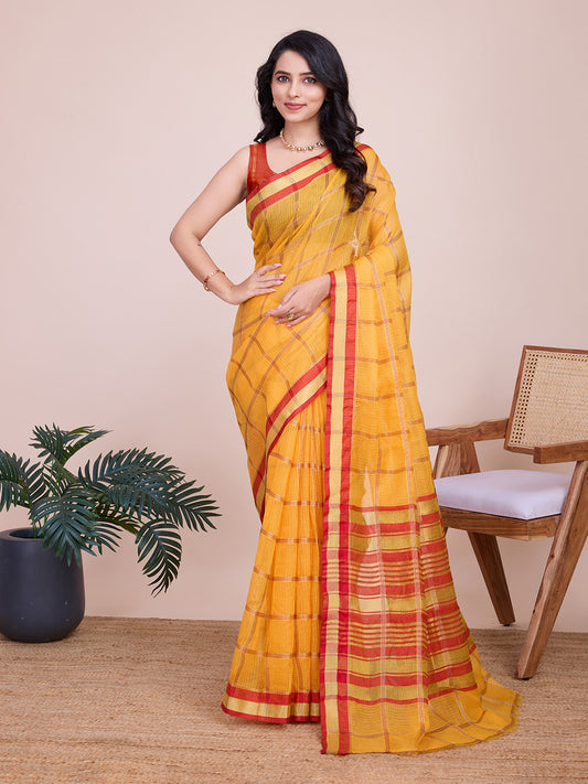 Kota Doriya Saree With Zari Weaving Work