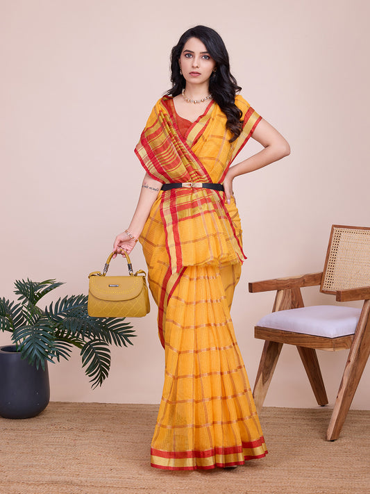 Kota Doriya Saree With Zari Weaving Work