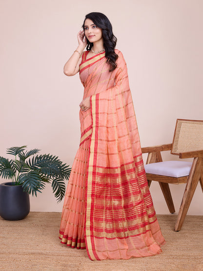 Kota Doriya Saree With Zari Weaving Work