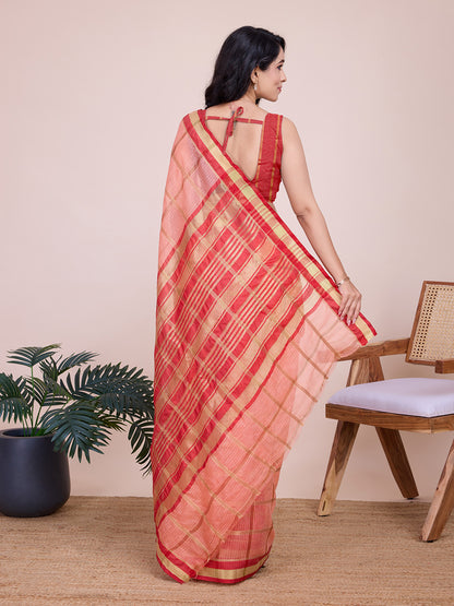 Kota Doriya Saree With Zari Weaving Work