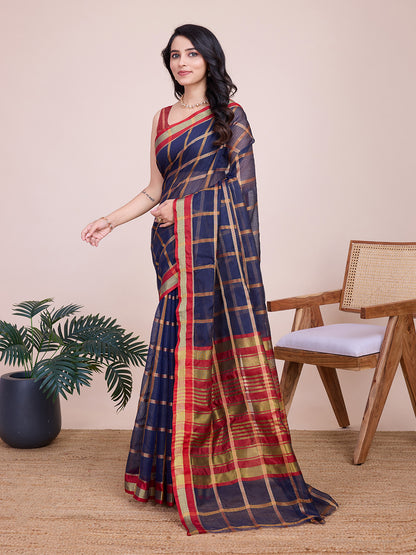 Kota Doriya Saree With Zari Weaving Work
