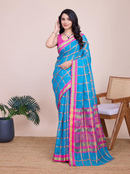 Kota Doriya Saree With Zari Weaving Work