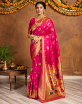 Paithani Silk Saree With Zari Weaving Work