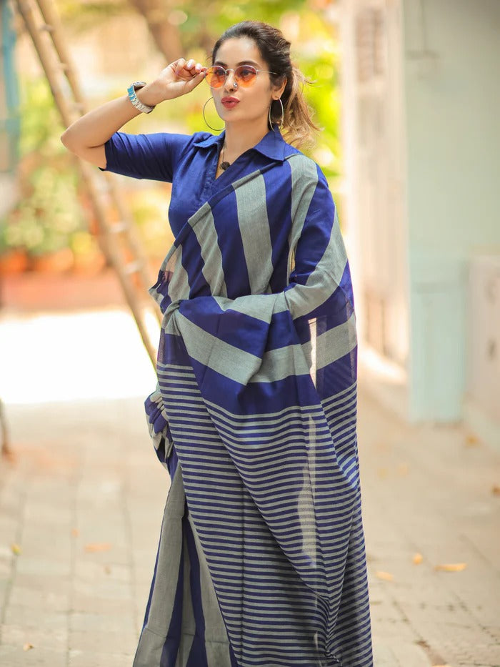 Multi Color Office Wear Khadi Cotton Saree