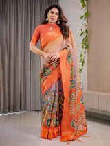 Kalamkari Digital Printed Linen Cotton Saree