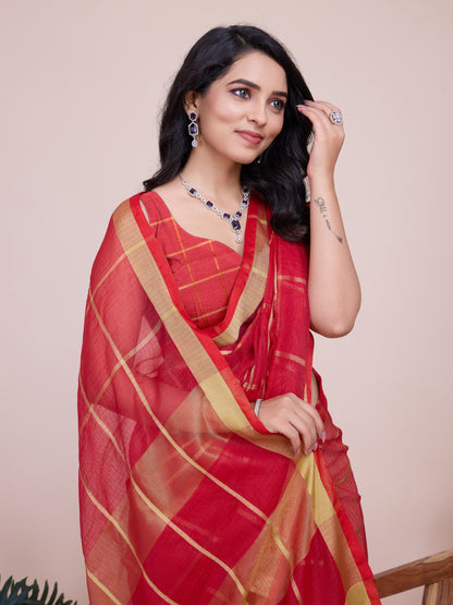 Kota Doriya Saree With Zari Weaving Work