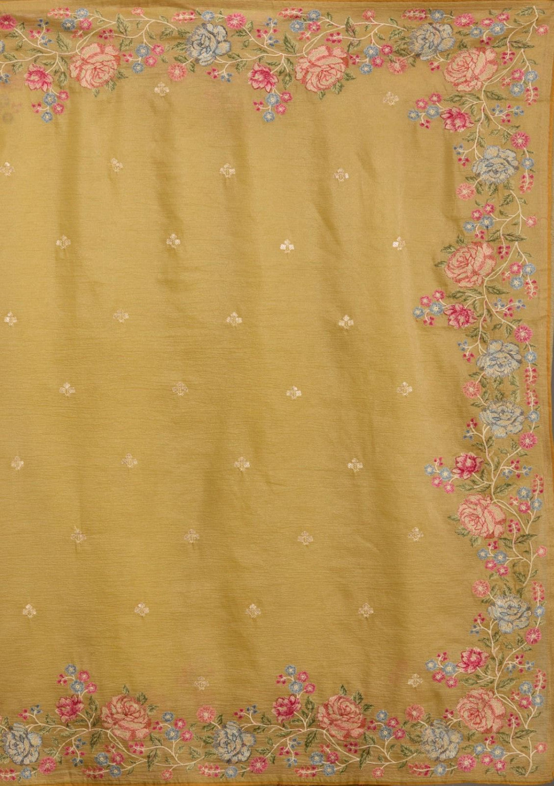 Mustard Yellow Fancy Crunchy Silk Saree With Multi Thread Work And Piping Lace Border