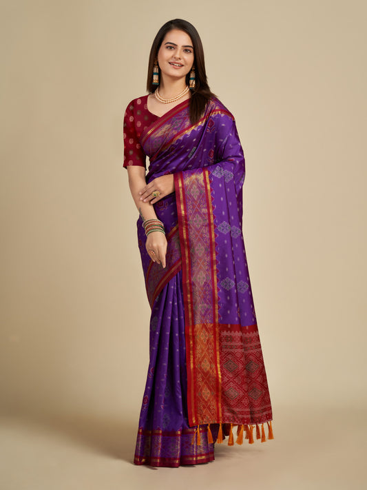 Magenta Color Patola Silk Saree With Weaving Work