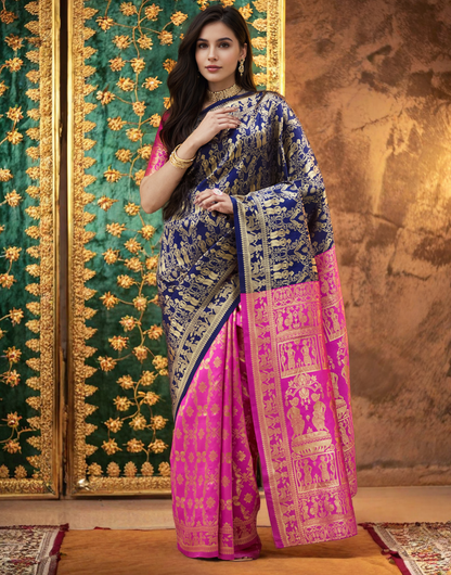 Paithani Silk Saree With Zari Weaving Work