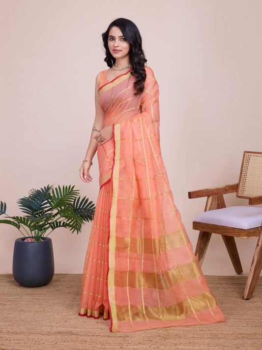 Kota Doriya Saree With Zari Weaving Work