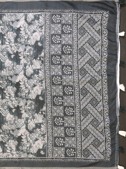 Multi Colour Chanderi Cotton Saree With Digital Printed Work