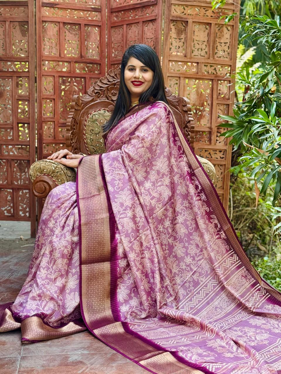 New Design Digital Printed Soft Dola Silk Saree