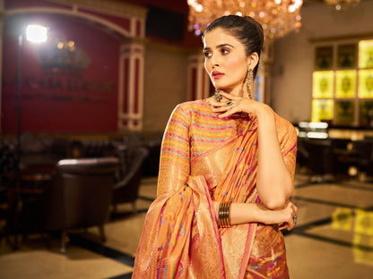 Soft Organza Silk Saree With Zari Weaving Work