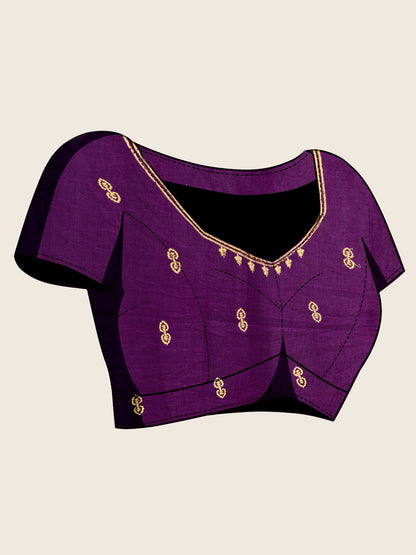 Fancy Magenta Soft Vichitra Silk Saree With Embroidery Work